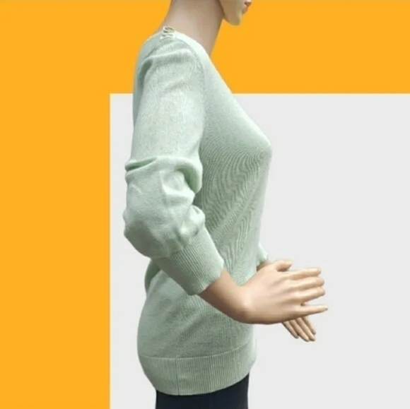 Small Mint Green Top Shoulder Button Accents 3/4 Sleeves S Cute Banana Republic - Picture 4 of 5
